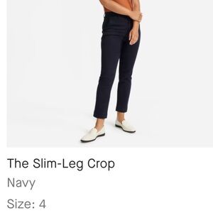 Everlane the Slim Leg Crop Pants, Size 4, Navy